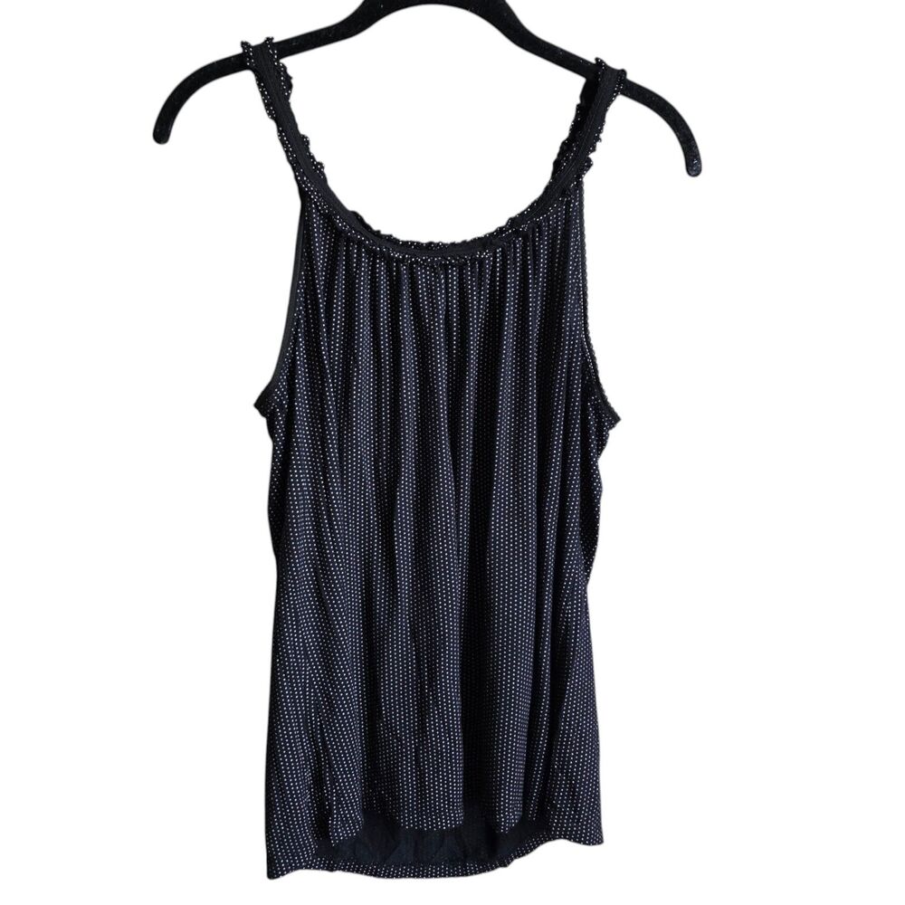 Apt. 9 Black And White Pin Dot Scoop Neck Tank Size M Camisole Frill Edge Y2K